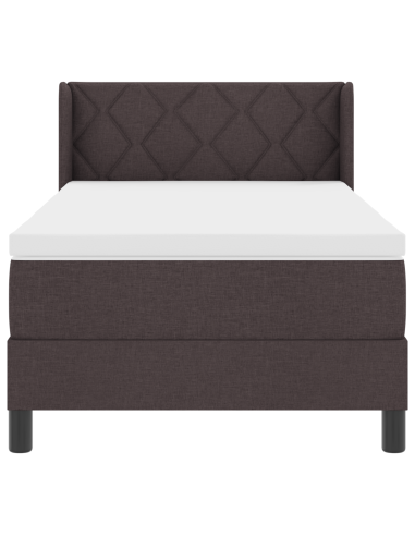 Letto a molle con testiera Marrone Scuro 190 x 90 cm Poliestere