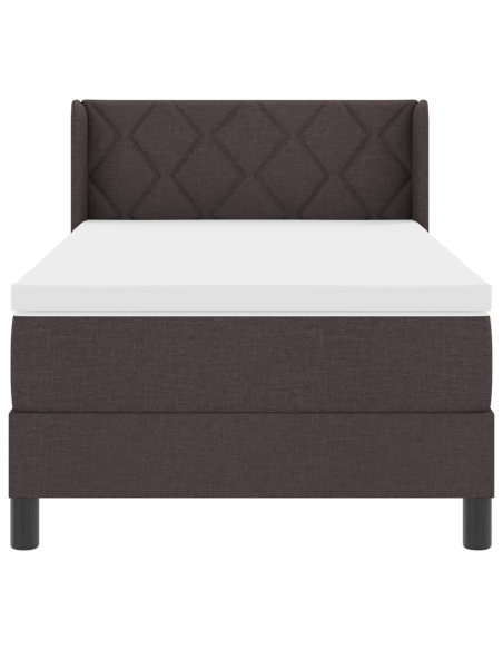 Letto a molle con testiera Marrone Scuro 190 x 90 cm Poliestere