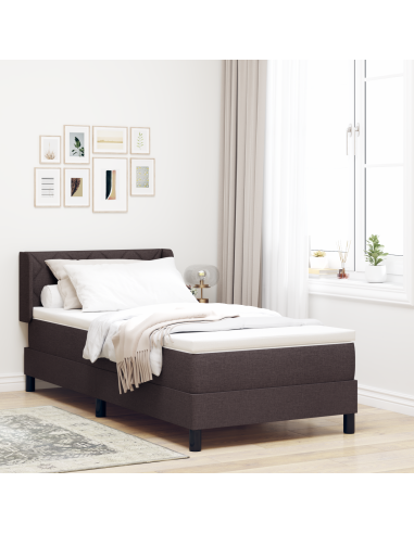 Letto a molle con testiera Marrone Scuro 190 x 90 cm Poliestere