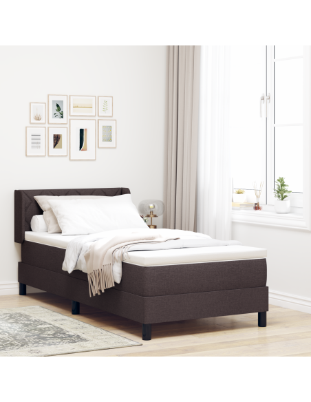 Letto a molle con testiera Marrone Scuro 190 x 90 cm Poliestere