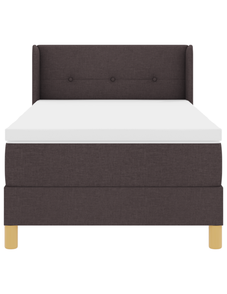 Letto a molle con testiera Marrone Scuro 190 x 90 cm Poliestere