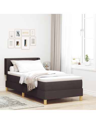 Letto a molle con testiera Marrone Scuro 190 x 90 cm Poliestere