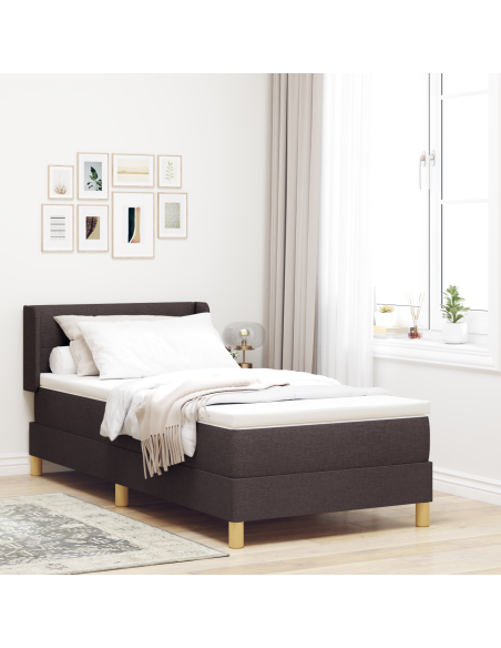 Letto a molle con testiera Marrone Scuro 190 x 90 cm Poliestere