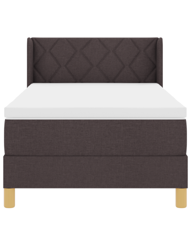 Letto a molle con testiera Marrone Scuro 190 x 90 cm Poliestere
