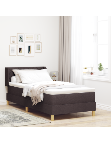 Letto a molle con testiera Marrone Scuro 190 x 90 cm Poliestere