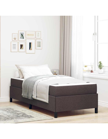 Letto a molle con materasso Marrone Scuro 90 x 190 cm Tessuto