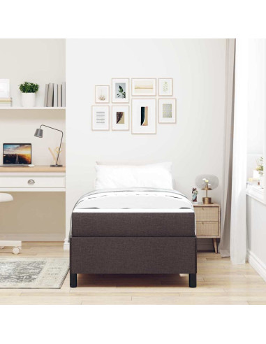 Letto a molle con materasso Marrone Scuro 90 x 190 cm Tessuto