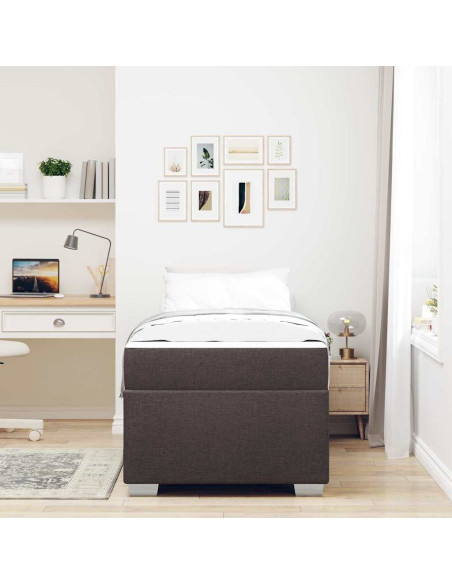 Struttura del letto Marrone Scuro 90 x 190 cm Tessuto