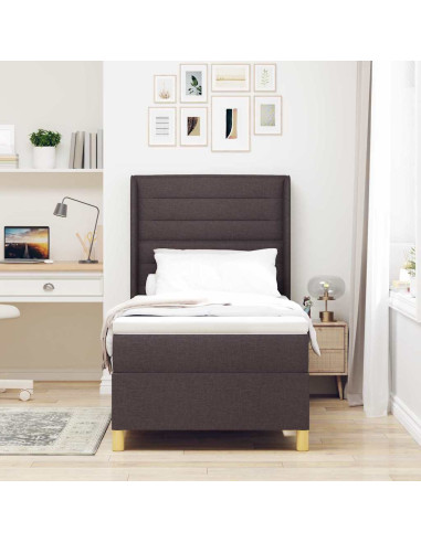 Letto a molle con materasso Marrone Scuro 90 x 190 cm Tessuto