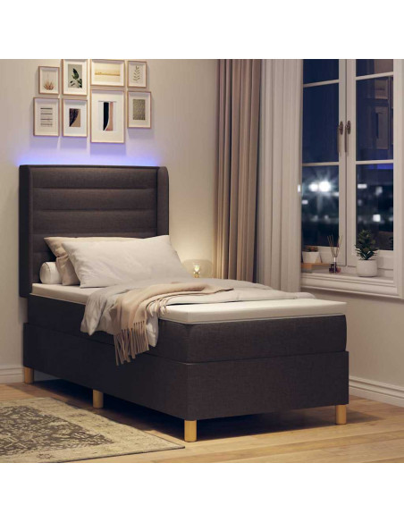 Letto a molle con materasso Marrone 90 x 190 cm Tessuto