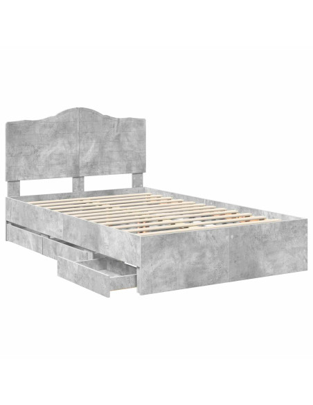 Struttura del letto con cassetto Grigio cemento 120 x 200 cm