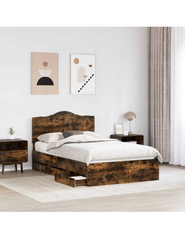 Struttura del letto con cassetto Rovere fumé 120 x 200 cm