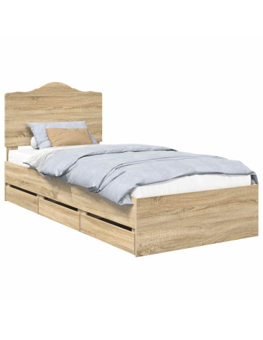 Struttura del letto con cassetto Rovere Sonoma 100 x 200 cm