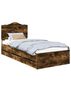 Struttura del letto con cassetto Rovere fumé 98.5 x 200 cm 2