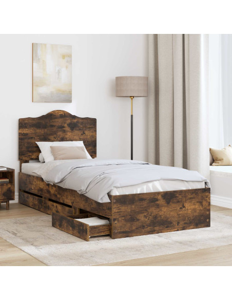 Struttura del letto con cassetto Rovere fumé 98.5 x 200 cm