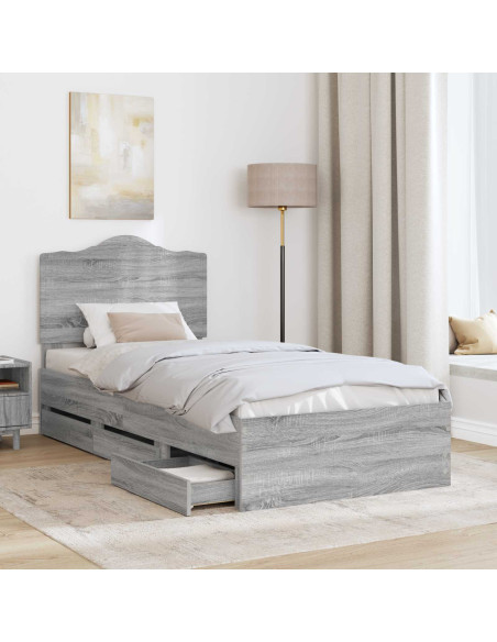 Struttura del letto con cassetto Grigio Sonoma 98.5 x 200 cm