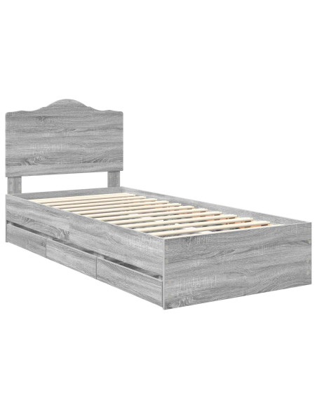 Struttura del letto con cassetto Grigio Sonoma 98.5 x 200 cm