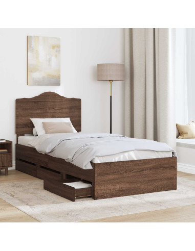 Struttura del letto con cassetto Rovere Marrone 98.5 x 200 cm