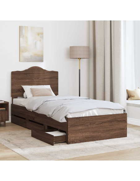 Struttura del letto con cassetto Rovere Marrone 98.5 x 200 cm