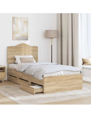 Struttura del letto con cassetto Rovere Sonoma 90 x 190 cm