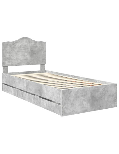 Struttura del letto con cassetto Grigio cemento 90 x 190 cm