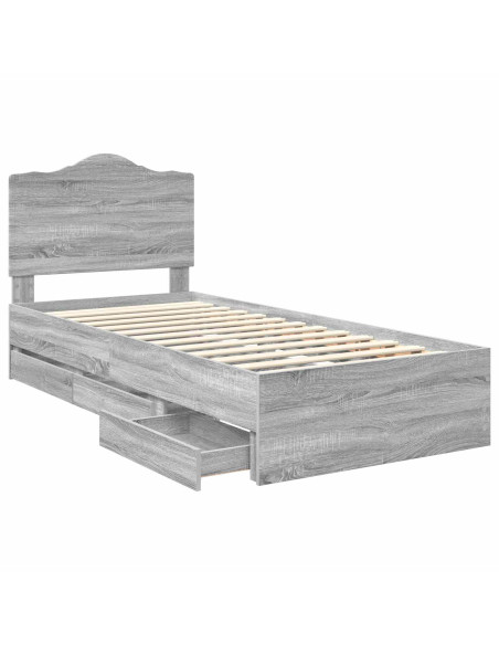 Struttura del letto con cassetto Grigio Sonoma 90 x 190 cm