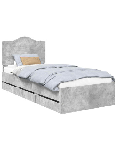 Struttura del letto con cassetto Grigio cemento 90 x 200 cm