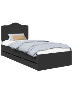 Struttura del letto Nero 75 x 190 cm Legno Ingegnerizzato 2