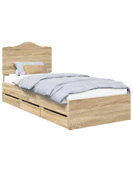 Struttura del letto con cassetto Rovere Sonoma 75 x 190 cm