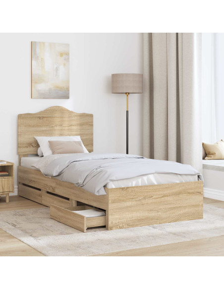 Struttura del letto con cassetto Rovere Sonoma 75 x 190 cm