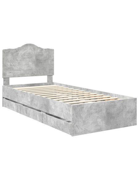 Struttura del letto con cassetto Grigio cemento 75 x 190 cm