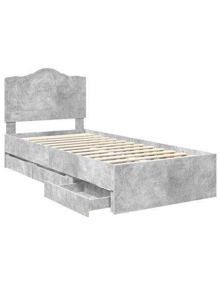 Struttura del letto con cassetto Grigio cemento 75 x 190 cm