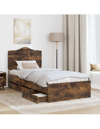 Struttura del letto con cassetto Rovere fumé 75 x 190 cm