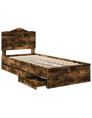 Struttura del letto con cassetto Rovere fumé 75 x 190 cm