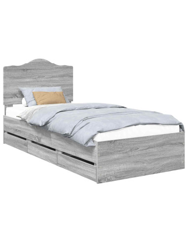 Struttura del letto con cassetto Grigio Sonoma 75 x 190 cm