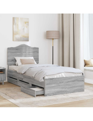 Struttura del letto con cassetto Grigio Sonoma 75 x 190 cm