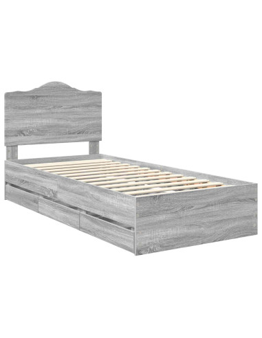 Struttura del letto con cassetto Grigio Sonoma 75 x 190 cm