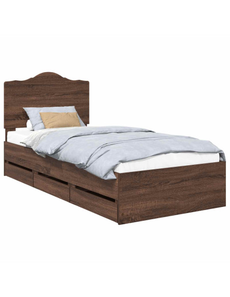 Struttura del letto con cassetto Rovere Marrone 75 x 190 cm