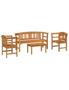 Set di Mobili 4 pcs Naturale Legno di Acacia Massello 2