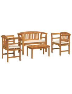 Set di Mobili 4 pcs Naturale Legno di Acacia Massello 2