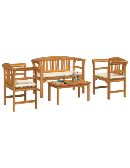 Set di Mobili 4 pcs Naturale Legno di Acacia Massello
