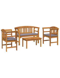 Set di Mobili 4 pcs Naturale Legno di Acacia Massello 2