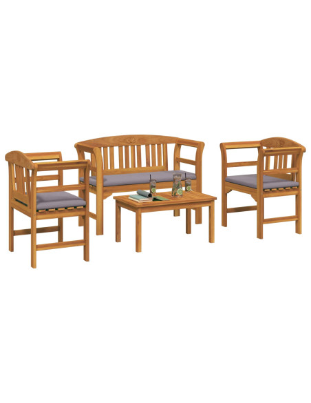 Set di Mobili 4 pcs Naturale Legno di Acacia Massello