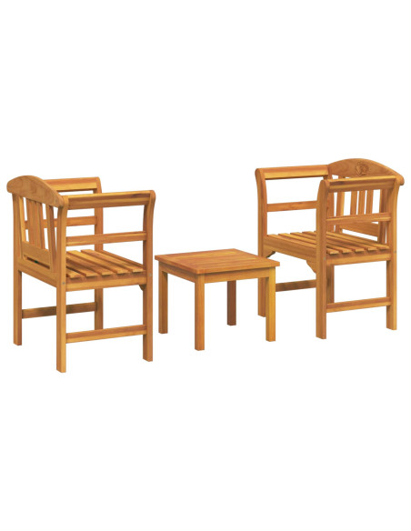 Set di Mobili 3 pcs Naturale Legno di Acacia Massello
