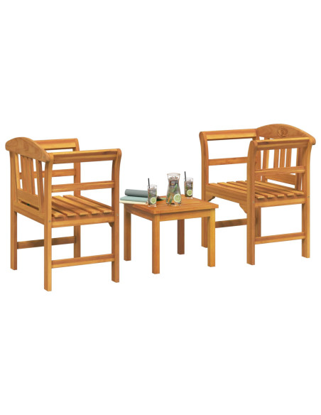 Set di Mobili 3 pcs Naturale Legno di Acacia Massello