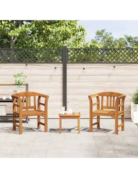 Set di Mobili 3 pcs Naturale Legno di Acacia Massello