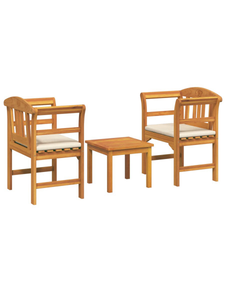 Set di Mobili 3 pcs Naturale Legno di Acacia Massello