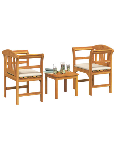 Set di Mobili 3 pcs Naturale Legno di Acacia Massello