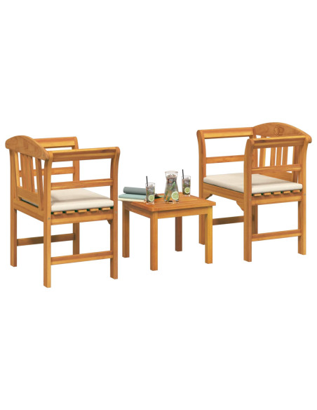 Set di Mobili 3 pcs Naturale Legno di Acacia Massello