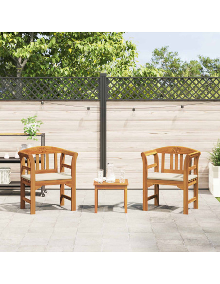 Set di Mobili 3 pcs Naturale Legno di Acacia Massello